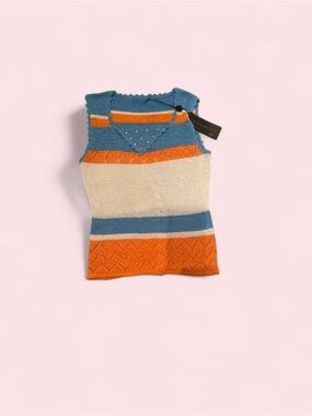 NWT Mr. Peach & Ms. Lemon, Striped Knit Tank Top featuring rhinestone details.
